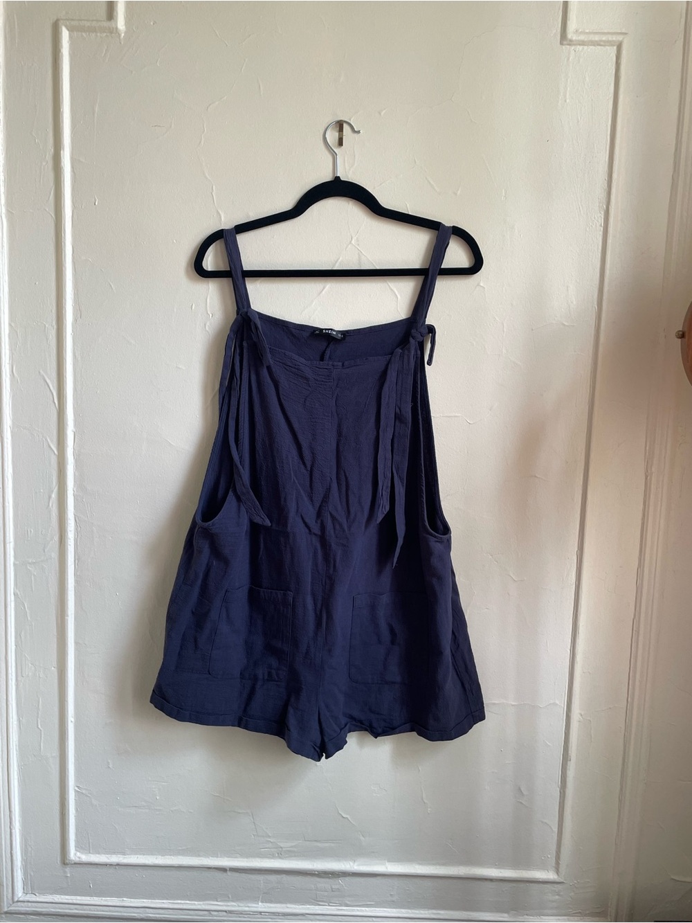 SHEIN Navy Textured Romper - 100% Cotton